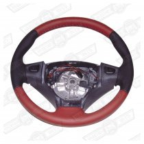 STEERING WHEEL-3 SPOKE-TARTAN RED/BLACK-SEVEN'00