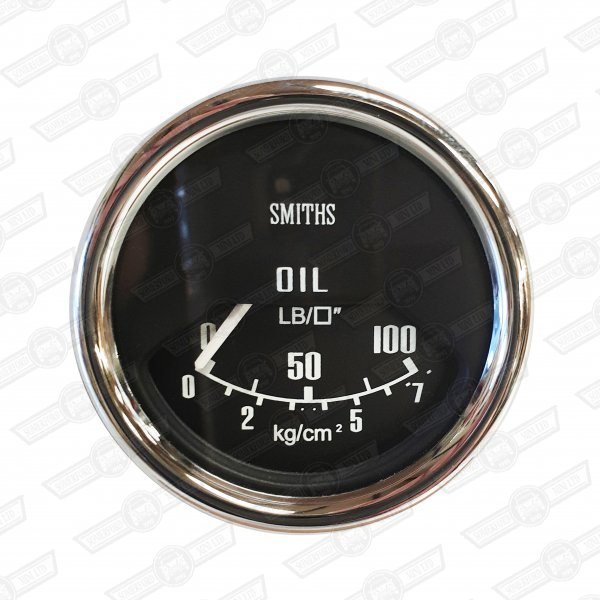 SMITHS OIL PRESSURE GAUGE-BLACK FACE-ROUND BEZEL