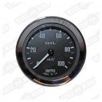 SMITHS CAPILLARY OIL PRESSURE GAUGE FULL SCALE-BLACK FACE