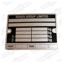 PLATE-VIN-'ROVER GROUP'-'88-'99