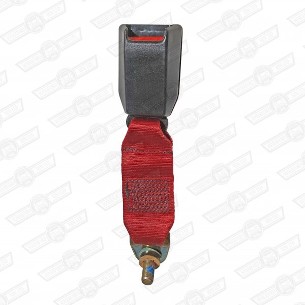 SEAT BELT-REAR-SHORT END-BLACK BUCKLE/RED WEBBING-'88-'95