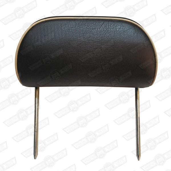 HEADREST-TWIN STALK SPI BLACK LEATHER/CREAM PIPING