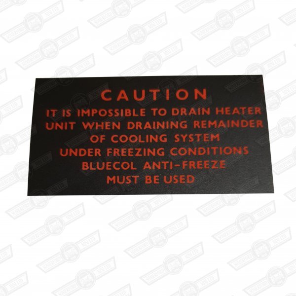 DECAL-HEATER DRAIN CAUTION-'66-'76