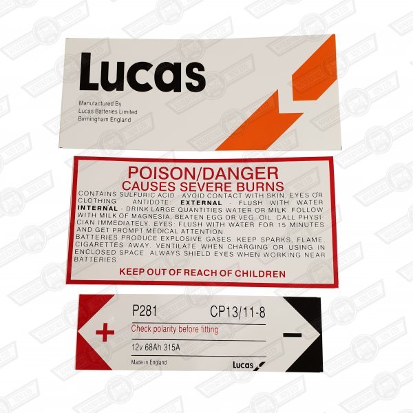 DECAL-BATTERY-'LUCAS'-'80-'90 (3 DECALS)