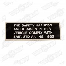 DECAL-SAFETY HARNESS ANCHORAGES COMPLIANCE-'80 ON