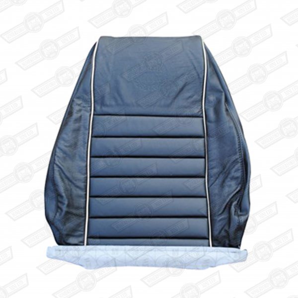 COVER-FRONT SEAT-BLACK LEATHER/biege piping-COOPER '97 ON