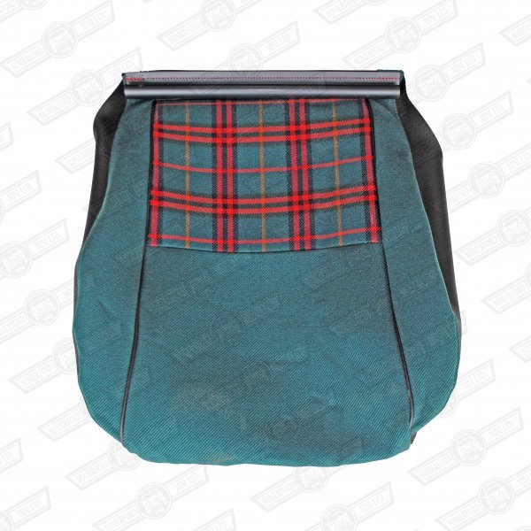 COVER-FRONT SEAT CUSHION-GREEN TARTAN/G'N PLAIN/BLK-BALMORAL