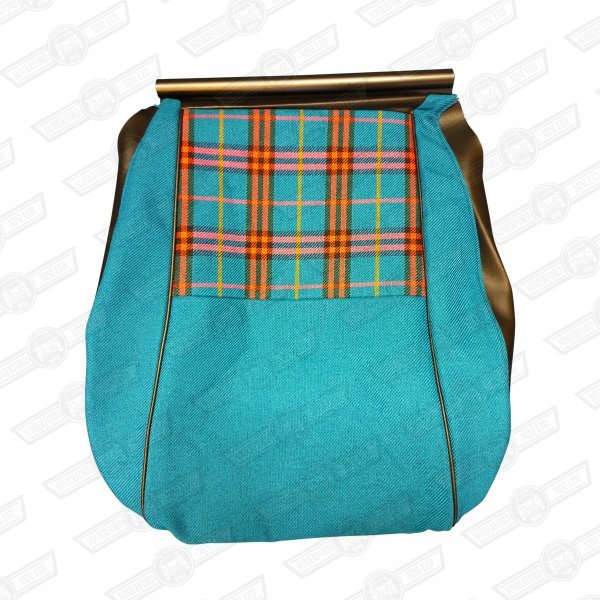 COVER-FRONT SEAT CUSHION-BLUE TARTAN/BLUE PLAIN/BLACK-SIDEWALK