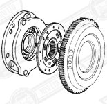 FLYWHEEL AND CLUTCH ASSY.-INERTIA STARTER-'82-'85