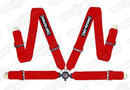 SECURON HARNESS-FIA.AREO BUCKLE 4PT. 3'' LAP & SHOULDER RED