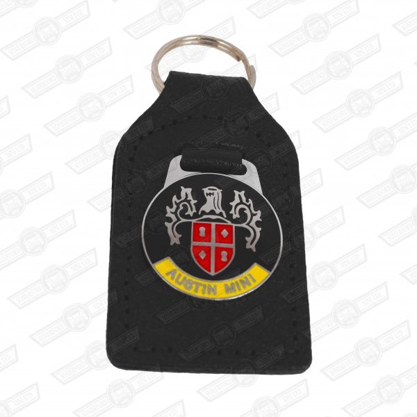 KEY FOB- BLACK LEATHER,'AUSTIN MINI'