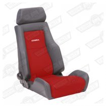 COBRA LE MANS SEAT-RED FABRIC INNER, BLACK VINYL OUTER