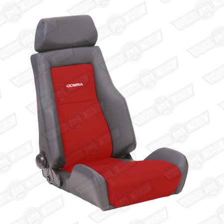 COBRA LE MANS SEAT-RED FABRIC INNER, BLACK VINYL OUTER