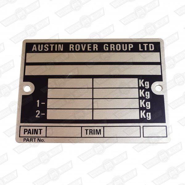 PLATE-VIN 'AUSTIN ROVER GROUP LTD'