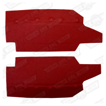 FILLETS-PAIR-DOOR PANEL RETAINING-TARTAN RED -'59-'69