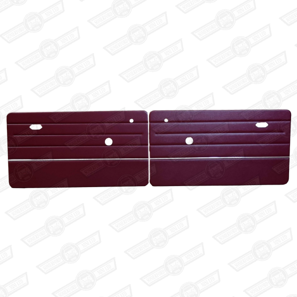 DOOR LINERS-PAIR-GRENADINE RED/CHROME STRIP-1997 ON