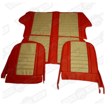 SEAT COVER KIT-CAR SET-TARTAN RED/GOLD BROCADE-'61-'67