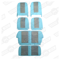 SEAT COVER KIT-CAR SET-POWDER BLUE/GOLD BROCADE-'61-'67