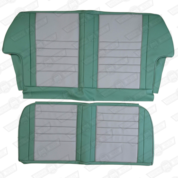 REAR SEAT COVER KIT-COOPER ETC-PORC.GREEN/DOVE GREY-'61-'67