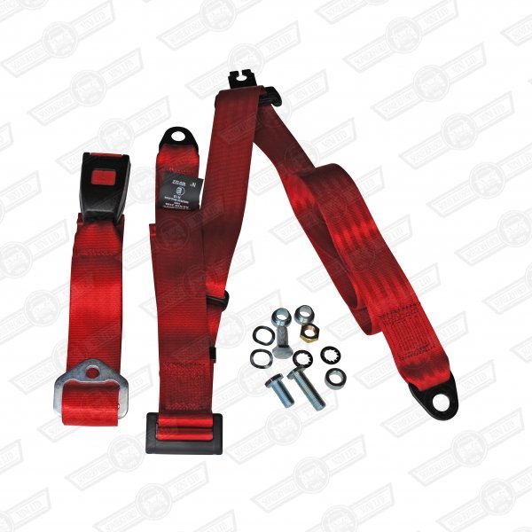 SEAT BELT KIT-REAR-LAP STRAP/DIAGONAL- 3 POINT-RED