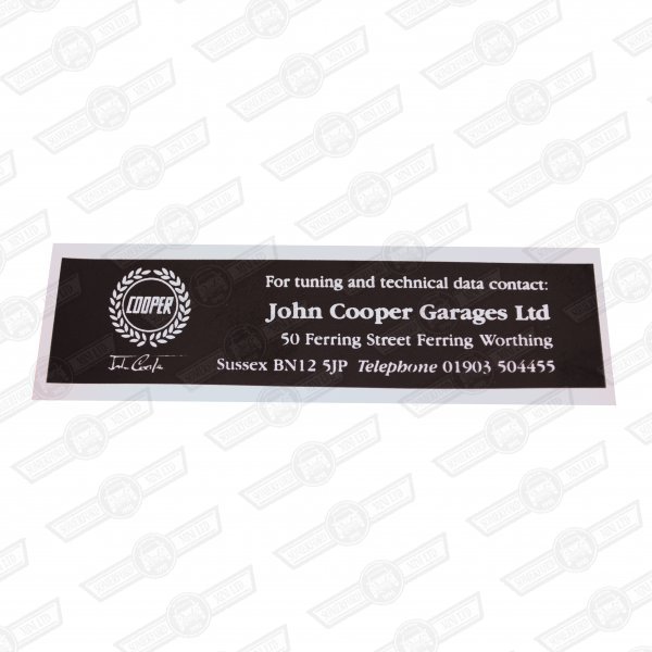 DECAL-ROCKER COVER, 'JOHN COOPER GARAGES LTD'