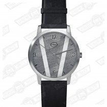 REC WATCH-COOPER STEEL CASE,LT GREY STRIPES, BLACK NUMERALS