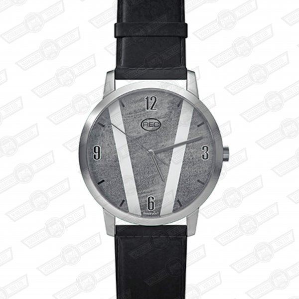 REC WATCH-COOPER STEEL CASE,LT GREY STRIPES, BLACK NUMERALS