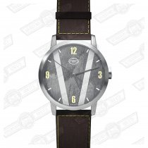 REC WATCH-COOPER STEEL CASE,LT GREY STRIPES, AMBER NUMERALS