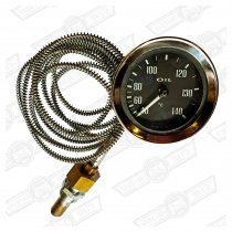 SMITHS OIL TEMP GAUGE- CAPILLARY-BLACK FULL FACE-VEE BEZEL