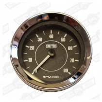 SMITHS REV COUNTER 52mm BLACK FACE 0-8,000 RPM