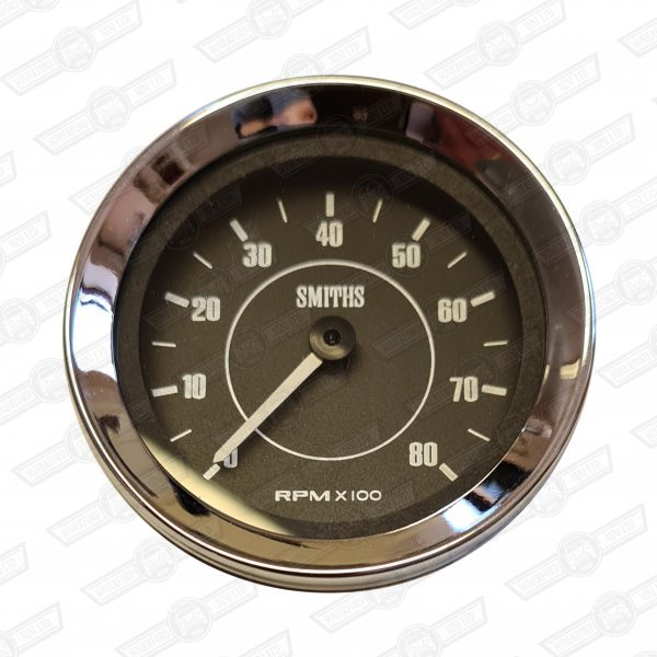 SMITHS REV COUNTER 52mm BLACK FACE 0-8,000 RPM